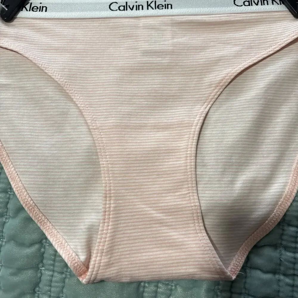 Lot Of 3 NWT Calvin Klein Underwear M Bikini Cotton Stretch Peach, Gray